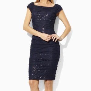 Dark Blue Sequined Ralph Lauren Evening Dress